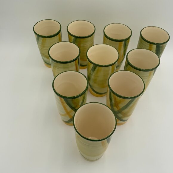 Set of 10 Vintage Vernonware Gingham Tumblers Glasses Vernon Kilns - Picture 5 of 8